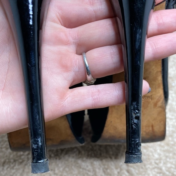 YSL- Tribute Black Patent Leather Mary Jane Peep Toe Platform Heel - Picture 7 of 14